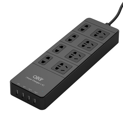 

QIC TP8A4U 8-bit 15-meter socket lightning protection surge overload protection 4-port USB socket strip socket strip wiring board tow line black