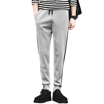 

(MSEK) Men's stitching pants Korean version of the Slim Shirt Sports Shorts Foot Casual Pants Trousers Tide XK3171 Gray XL