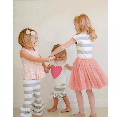 

Kids Baby Girl Lace Tutu Dress Short Sleeve Striped Princess Party Dress Skirts