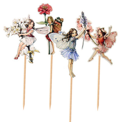 

UpperX Pretty fairy cake decoration Flower&little girl cake card