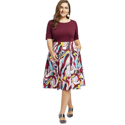

Plus Size Floral Print Fit&Flare Dress