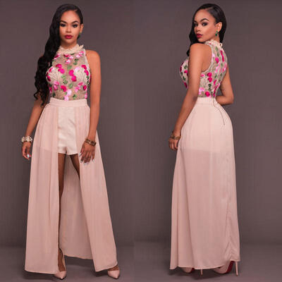 

Womens Long Lace Chiffon Evening Formal Party Ball Gown Prom Brides Dress New