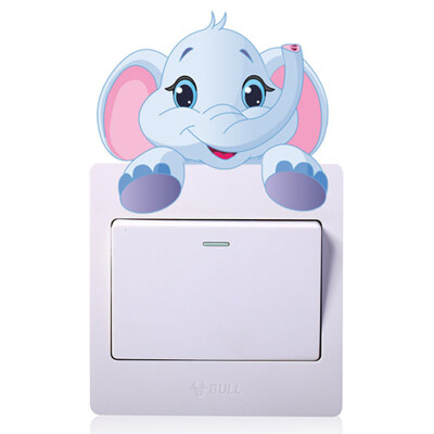 

UpperX Cute Animals Elephant Light Switch Sticker Remoable Wall Sticker For Kids Home Decal Murla Decor