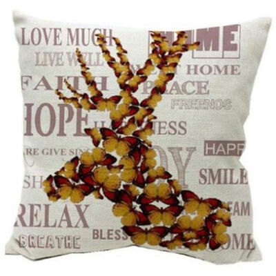 

UpperX Sofa Bed Home Cafe Decor Pillowcase Square Linen Throw Pillow Cover Invisible Zipper 45cmx45cm White Deer