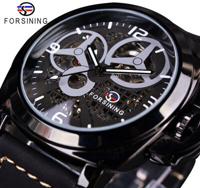 

Forsining Windmill Designer Brown Suede Strap Men Watch Top Brand Luxury Automatic Skeleton Watch Sport Military Watch Clock Men
