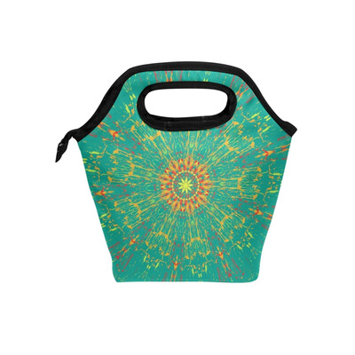 

Insulated Lunch Tote Bag Watercolor Circle Travel Picnic Lunch Handbags Portable Zipper Lunch Bag Box