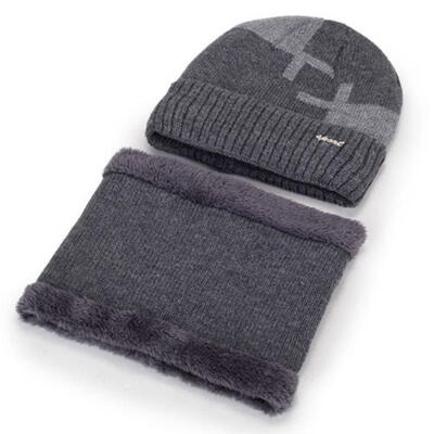 

US Men Winter Knit Hat Beanie Baggy Warm Wool Fleece Ski Cap Scarf Neckerchief