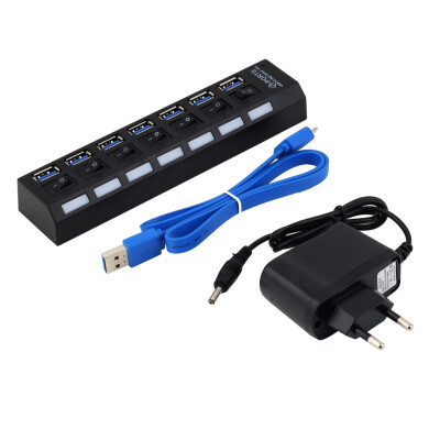 

7 Ports USB 3.0 Hub with On/Off Switch+EU AC Power Adapter for PC Laptop