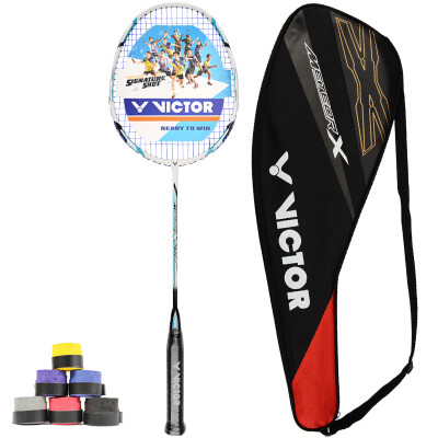 

WACKER Victor Victory Spike MX-7600U Badminton Rack 3U All-Carbon One-Piece White Blue Threaded Grap