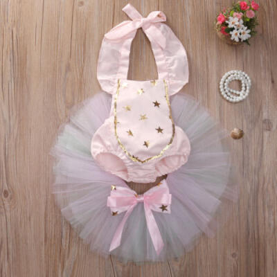 

UK Newborn Baby Girl Kids Gown Romper Lace Pageant Princess Tutu Tulle Dress