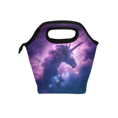

Lunch Bag Tote Bag Purple Clouds Unicorn Travel Picnic Organizer Lunch Holder Handbags Lunch Bag Box for Office