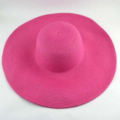 

US Summer Large Brim Straw Hat Floppy Wide Brim Sun Cap Bowknot Beach Foldable