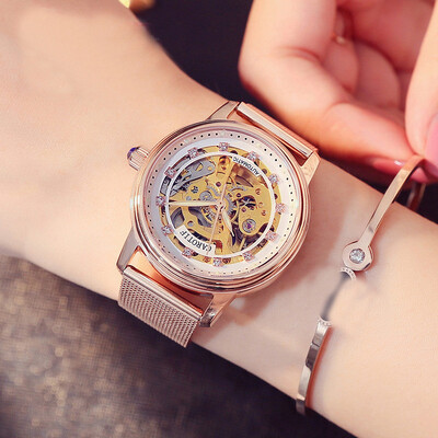 

Luxury Brand Skeleton Sapphire Crystal Women Mechanical Watch Fashion Elegant Ladies Watch
