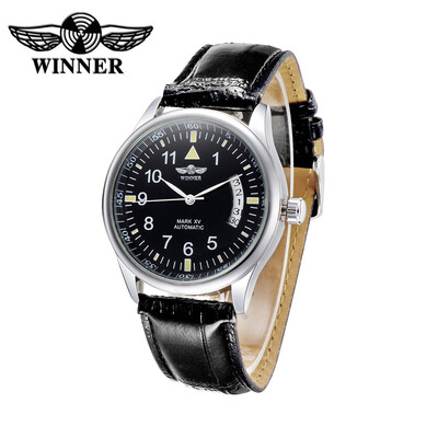 

Winner Mens Automatic Mechanical Date Wrist Watch Stainless Steel Leather E3N8