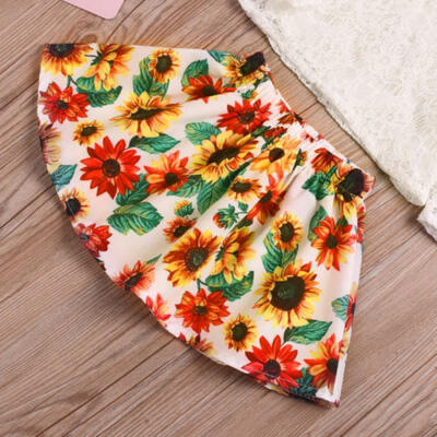 

Toddler Kids Baby Girls Sunflower Floral Lace Tops Skirt Dress Outfits Clothes
