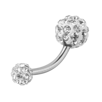 

1PC Navel Belly Button Bar Ring Barbell Rhinestone Crystal Ball Body Piercing