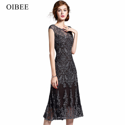 

OIBEE2018 summer womens new lace slim slimming vest long dress