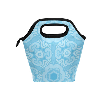 

Lunch Bag Blue Pattern Tote Travel Picnic Insulated Handbags Portable Zipper Lunch Bag Box
