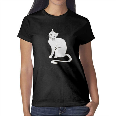 

Women cat Lover cat Head International cat Day Cotton T-Shirt Short-Sleeve Lightweight tee