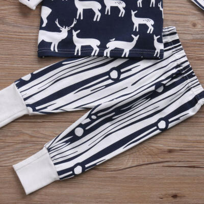 

AU Stock Newborn Baby Boys Deer T-shirt Tops Pants Trousers Hat Outfits Clothes