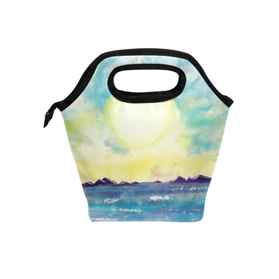 

Lunch Bag Moon Sea Tote Travel Picnic Insulated Handbags Portable Zipper Lunch Bag Box