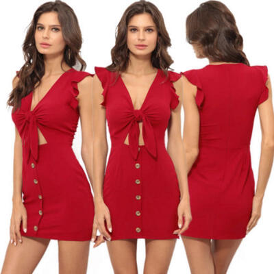 

UK Womens Boho Bodycon Bandage Slim Party Evening Cocktail Short Mini Dresses