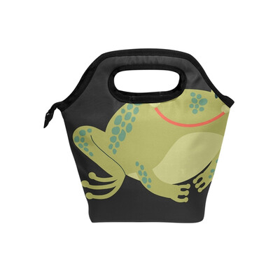 

Lunch Bag Blue Frog Tote Travel Picnic Insulated Handbags Portable Zipper Lunch Bag Box