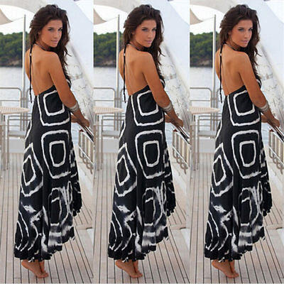 

Women Summer Boho Chiffon Party Evening Beach Dresses Long Maxi Dress Sundress S