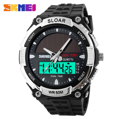 

SKMEI Fashion Solar Power Dual Time Sports Military Watch Waterproof Wristwatch