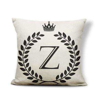 

Alphabet Letter A-Z Cushion Covers Family Initial King Queen Crown Pillow Case School Home Gifts Toss Pillow Large Cotton Linen