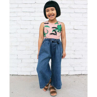 

Casual Kids Baby Girl Animal Print Vest Tops Loose Jeans Leggings Summer Outfits