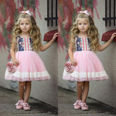 

Kids Baby Girls Flower Pageant Bridesmaid Formal Sleeveless Tutu Dress Sundress