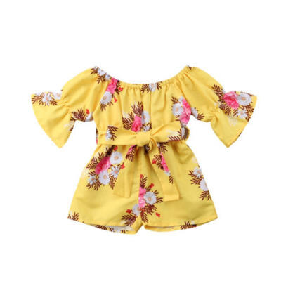 

Newborn Baby Girls Flower Romper Flare Sleeve Bodysuit Jumpsuit Outfits Clothes