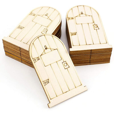 

UpperX set of 25 Laser-Cut wooden fairy faerie elf doors unpainted with plaque