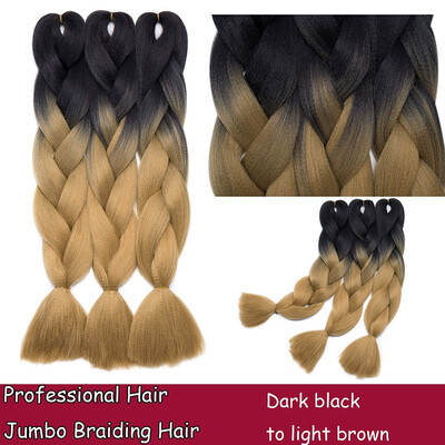 

24 Inches Braiding Hair Ombre for crochet Hair Weave with Synthetic&Twist Braiding Hair Extensions Dark black 100gpc