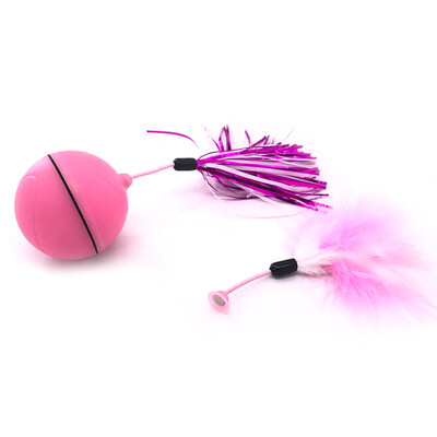 

LED Cat Ball USB Rechargeable Interactive Cat Toy Electric Automatic Rolling Ball Pet Toys with Detachable Feather