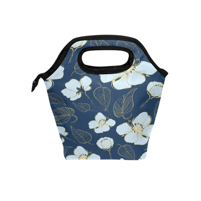 

Lunch Bag Tote Bag Blue Flower Travel Picnic Organizer Lunch Holder Handbags Lunch Bag Box