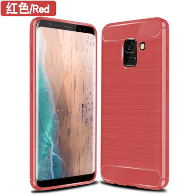

Fivice Samsung Galaxy A8 plus 2018 case Brushed carbon fiber silicone anti-fall soft shell phone case