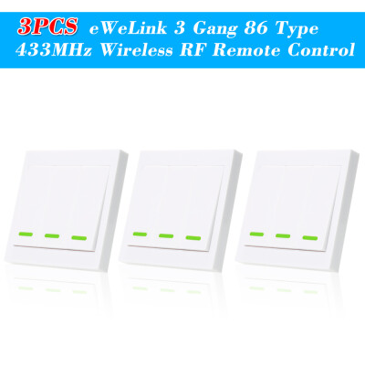 

5PCS eWeLink Push Button Wall Light Switch Remote Controller 3 Gang 86 Type ONOff Switch Panel 433MHz Wireless RF Remote Control