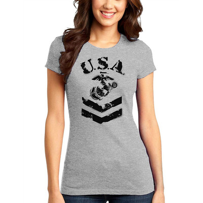 

TooLoud USA Military Marine Corps Stencil Logo Juniors T-Shirt