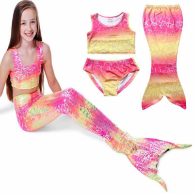 

UK Seller Baby Kids Girl Mermaid Tankini Set Swimwear Swimsuit Swimming Costumes