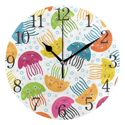 

Wall Clock Arabic Numerals Design Pattern With Jellyfish Round