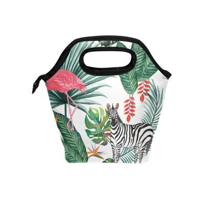 

Lunch Bag Tote Bag Flamingos Zebra Travel Picnic Organizer Lunch Holder Handbags Lunch Bag Box