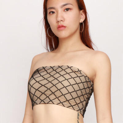 

New Womens Boob Tube Strapless Bandeau Stretch Vest Mesh Bra Crop Top Hot