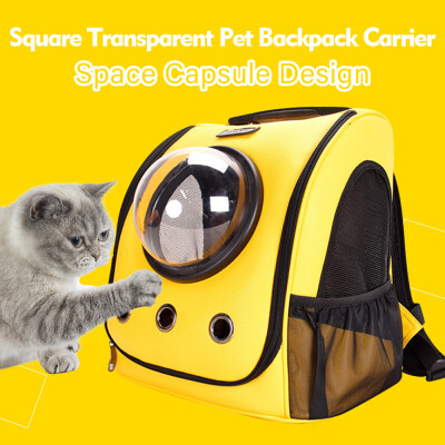 

Square Transparent Pet Backpack Carrier for Cats Dogs Space Capsule Bubble Design with Transparent Window Breathable Waterproof P