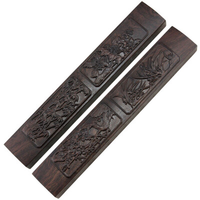 

Fen Shang wf-zc-141 Wenfangshengbao town ruler Meilan bamboo chrysanthemum small black stick wood relief scale