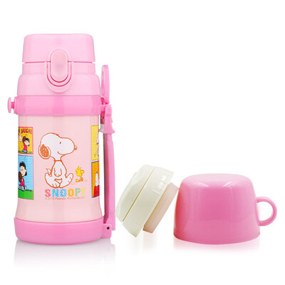 

Jingdong Supermarket Snoopy SNOOPY Insulation Cup Children&39s Double Cover Strap Cute Cartoon Cup Blue 500ML