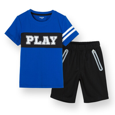 

Balabala BALABALA boy set male middle boy summer short-sleeved shorts two suit 28192151114 yellow green 110