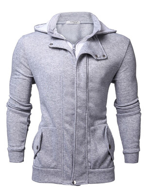 

Fake 2 Collars Lapel Zip-Front Hoodie
