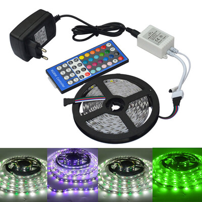 

Jiawen 5m 5050 RGBW LED Light Strip Remote Controller 12V 2A Power Supply RGB White Indoor for Decoration